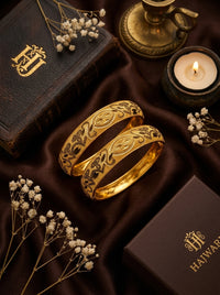 Premium Roll Engraved Bangles for Women | Gold Plated Designer Bangles