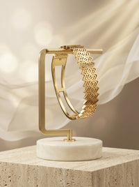 Luxury Geometric Cuff Bracelet for Women | Gold Plated Stainless Steel Designer Bracelet