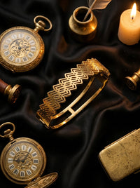 Luxury Geometric Cuff Bracelet for Women | Gold Plated Stainless Steel Designer Bracelet