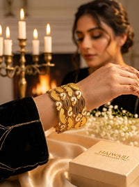 Luxury Stainless Steel Statement Cuff Bangles for Women | Gold Plated Designer
