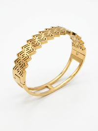 Luxury Geometric Cuff Bracelet for Women | Gold Plated Stainless Steel Designer Bracelet