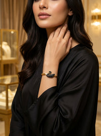 Luxury Swan Crystal Bracelet for Women | Gold Plated Stainless Steel Designer Bracelet