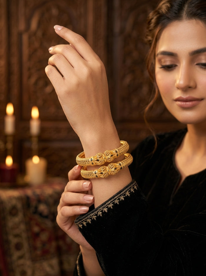 Luxury Stainless Steel Butterfly Bangles for Women | Gold Plated Designer Bangles