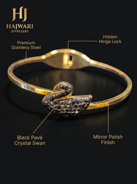Luxury Swan Crystal Bracelet for Women | Gold Plated Stainless Steel Designer Bracelet