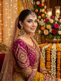 Luxury Multicolor Bridal Earrings & Maang Tikka Set | Gold Plated Pearl Wedding Jewelry