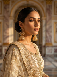 Luxury Gold Plated Jhumka Earrings | Traditional Bridal Hoop Earrings for Wedding, Mehndi & Party Wear