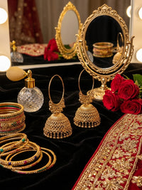 Luxury Gold Plated Jhumka Earrings | Traditional Bridal Hoop Earrings for Wedding, Mehndi & Party Wear