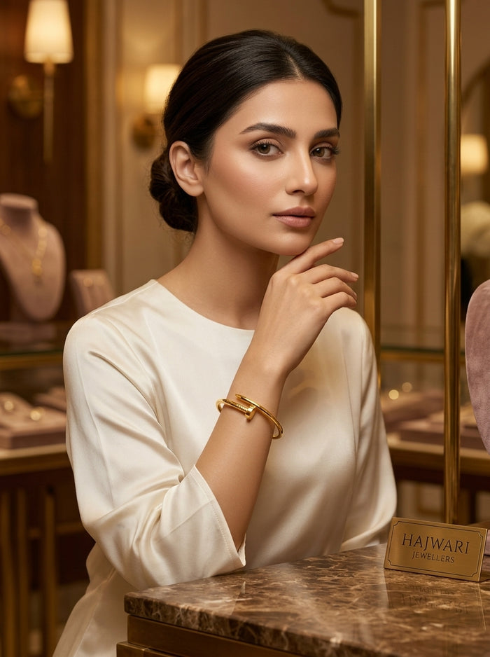 Luxury Gold Nail Bracelet for Women | Premium Stainless Steel Designer Bracelet