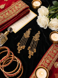 Luxury Long Peacock Tassel Earrings | Gold Plated Bridal Statement Earrings for Wedding, Mehndi & Party Wear