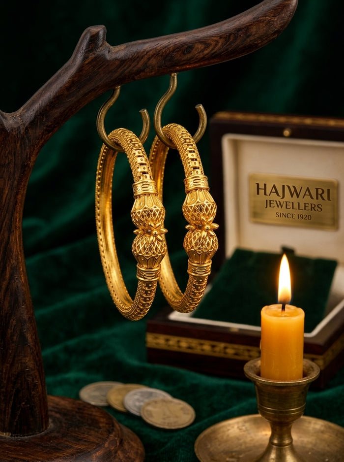 Luxury Stainless Steel Beaded Bangles for Women | Gold Plated Designer Bangles