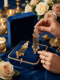 Luxury Long Peacock Tassel Earrings | Gold Plated Bridal Statement Earrings for Wedding, Mehndi & Party Wear