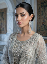 Luxury Silver Peacock Tassel Earrings | Cubic Zirconia Bridal Statement Earrings for Wedding, Party & Formal Wear