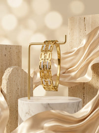 Luxury Greek Key Bracelet for Women | Gold Plated Stainless Steel Designer Bracelet