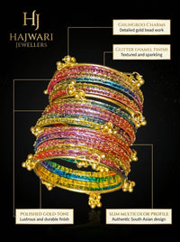 Luxury Multicolor Kashmiri Bangles Set for Women | Gold Finish Traditional Bangles