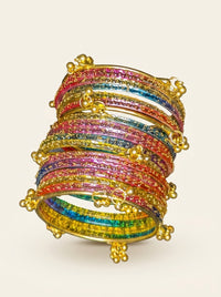 Luxury Multicolor Kashmiri Bangles Set for Women | Gold Finish Traditional Bangles