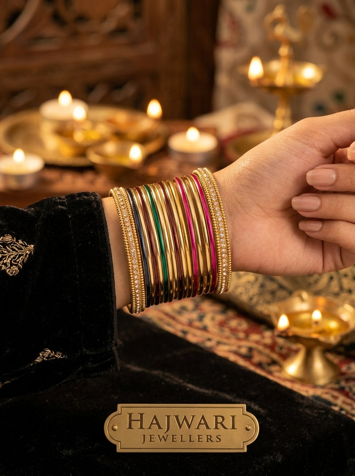 Luxury Multicolor Stainless Steel Bangles Set for Women | Gold Plated Designer Bangles