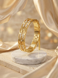 Luxury Greek Key Bracelet for Women | Gold Plated Stainless Steel Designer Bracelet