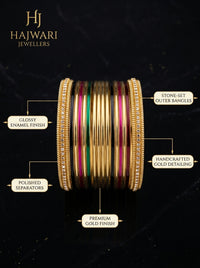 Luxury Multicolor Stainless Steel Bangles Set for Women | Gold Plated Designer Bangles