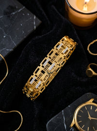 Luxury Greek Key Bracelet for Women | Gold Plated Stainless Steel Designer Bracelet