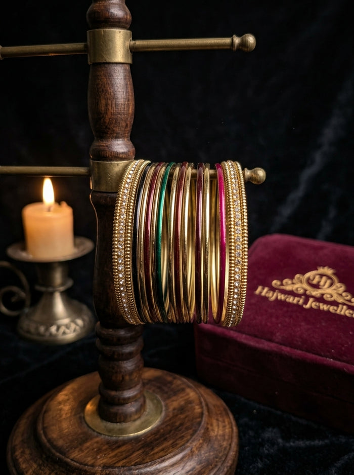 Luxury Multicolor Stainless Steel Bangles Set for Women | Gold Plated Designer Bangles
