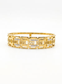 Luxury Greek Key Bracelet for Women | Gold Plated Stainless Steel Designer Bracelet