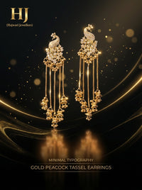 Luxury Peacock Tassel Jhumka Earrings | Gold Plated Cubic Zirconia Bridal Earrings for Wedding & Party Wear