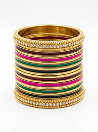 Luxury Multicolor Stainless Steel Bangles Set for Women | Gold Plated Designer Bangles
