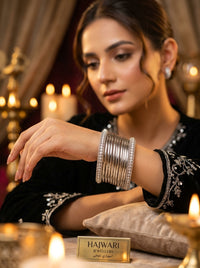 Luxury Silver Stainless Steel Chura Bangles Set for Women | Diamond-Style Designer Bangles