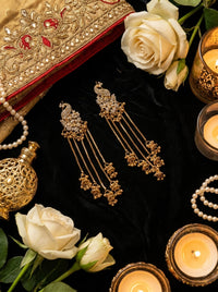 Luxury Peacock Tassel Jhumka Earrings | Gold Plated Cubic Zirconia Bridal Earrings for Wedding & Party Wear