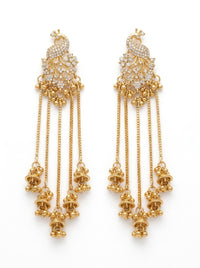 Luxury Peacock Tassel Jhumka Earrings | Gold Plated Cubic Zirconia Bridal Earrings for Wedding & Party Wear