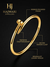 Luxury Gold Nail Bracelet for Women | Premium Stainless Steel Designer Bracelet