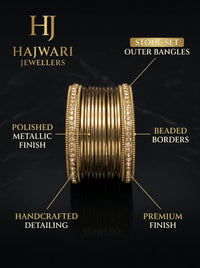 Luxury Gold Stainless Steel Chura Bangles Set for Women | Diamond-Style Designer Bangles