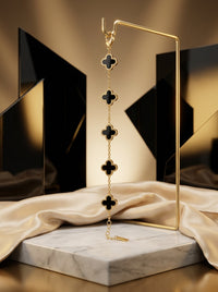 Luxury Black Clover Chain Bracelet for Women | Gold Plated Stainless Steel Bracelet