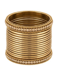 Luxury Gold Stainless Steel Chura Bangles Set for Women | Diamond-Style Designer Bangles
