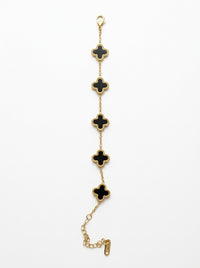 Luxury Black Clover Chain Bracelet for Women | Gold Plated Stainless Steel Bracelet