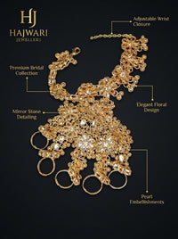 Luxury Bridal Hathphool Bracelet for Women | Gold Plated Floral Hand Harness Jewelry Set
