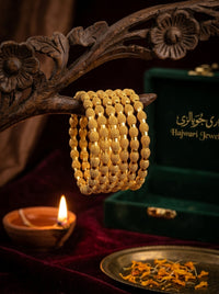 Luxury Textured Beaded Stainless Steel Bangles Set for Women | 22K Gold Finish Designer Bangles