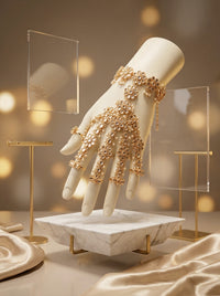 Luxury Bridal Hathphool Bracelet for Women | Gold Plated Floral Hand Harness Jewelry Set