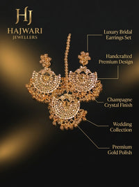 Luxury Pearl Chandbali Bridal Earrings & Maang Tikka Set | Gold Plated Wedding Jewelry