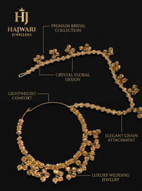 Luxury Bridal Nose Ring (Nath) for Women | Gold Plated Pearl & Crystal Wedding Nath