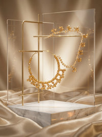 Luxury Bridal Nose Ring (Nath) for Women | Gold Plated Pearl & Crystal Wedding Nath