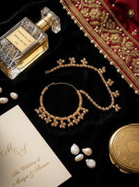 Luxury Bridal Nose Ring (Nath) for Women | Gold Plated Pearl & Crystal Wedding Nath