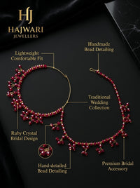 Luxury Ruby Red Bridal Nose Ring (Nath) for Women | Gold Plated Crystal Wedding Nath