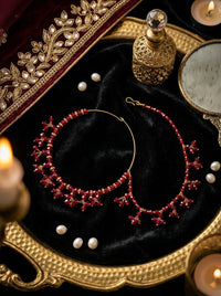 Luxury Ruby Red Bridal Nose Ring (Nath) for Women | Gold Plated Crystal Wedding Nath