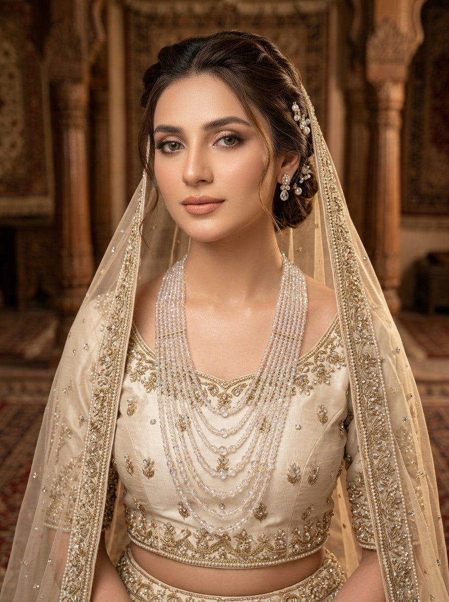Luxury Multi-Layer Crystal Beaded Necklace for Women | Elegant Bridal & Formal Necklace
