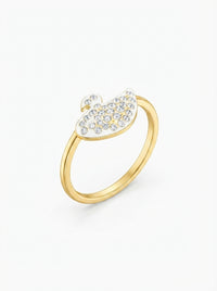 Luxury White Enamel Crystal Ring | Gold Plated Adjustable Minimalist Ring for Women | Elegant Everyday Jewelry