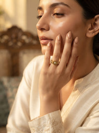 Luxury Floral Crystal Ring | Gold Plated Daisy Flower Ring for Women | Elegant Everyday Statement Ring
