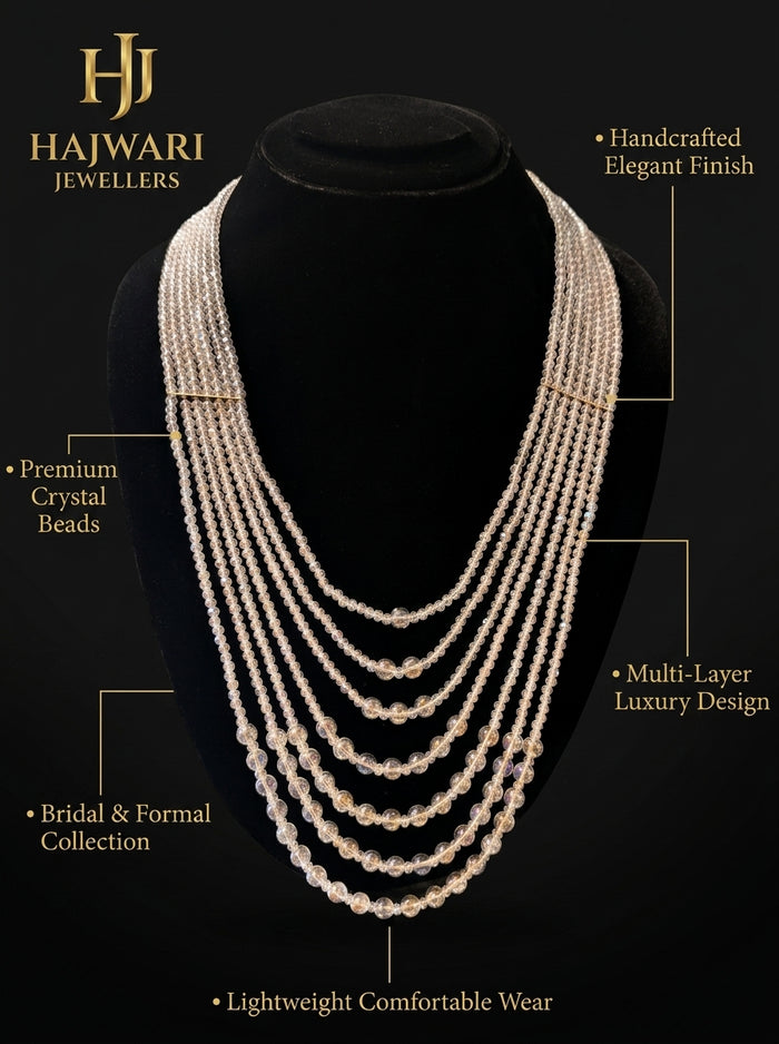 Luxury Multi-Layer Crystal Beaded Necklace for Women | Elegant Bridal & Formal Necklace