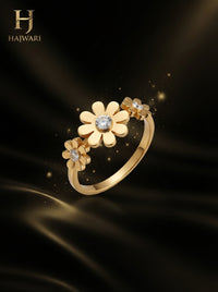 Luxury Floral Crystal Ring | Gold Plated Daisy Flower Ring for Women | Elegant Everyday Statement Ring