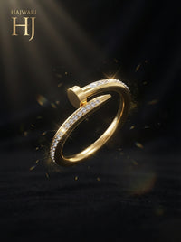Luxury Crystal Nail Ring | Gold Plated Adjustable Statement Ring for Women | Minimalist Elegant Jewelry